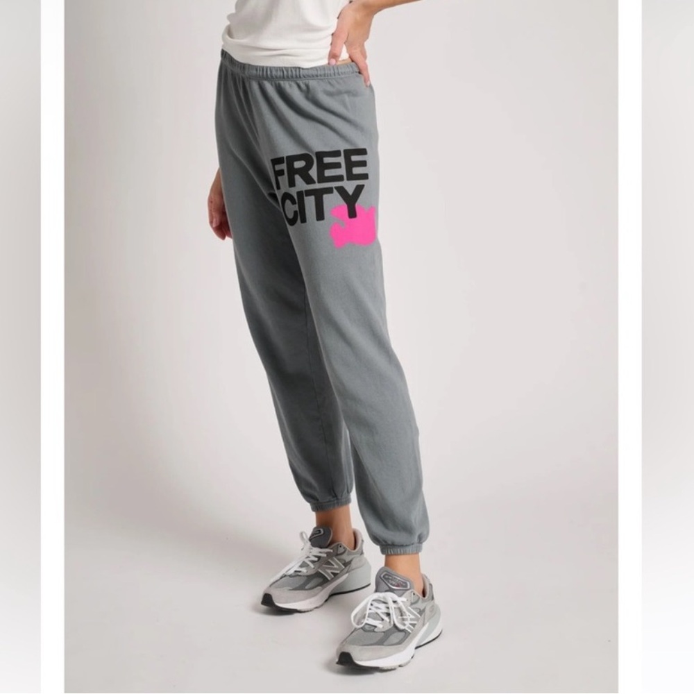 Free City Cotton Pink Logo Sweatpants Jogger Gray Size XS